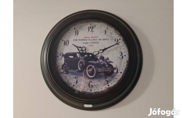 Fém falióra 45 cm Buick autót ábrázoló számlappal