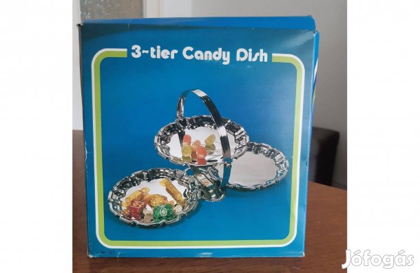 Fém inox 3 részes kínáló tálca eladó