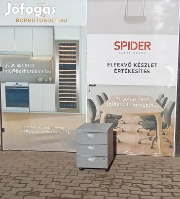 Fém irodai konténer, tároló, gurulós, 3 fiókos - használt irodabútor