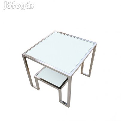 Fém keretes, üveglapos lerakó/dohányzóasztal