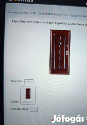 Fém lépcsőházi ajtó eladó.