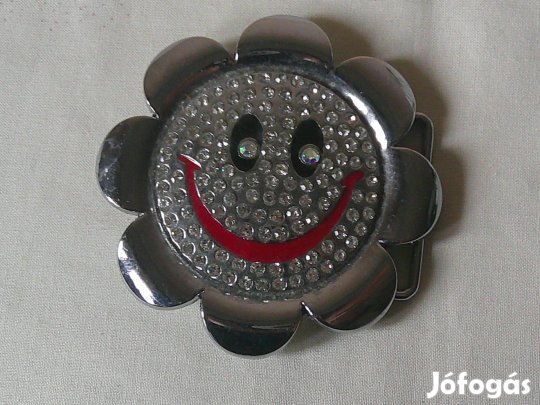 Fém mosolygó virág, övcsat