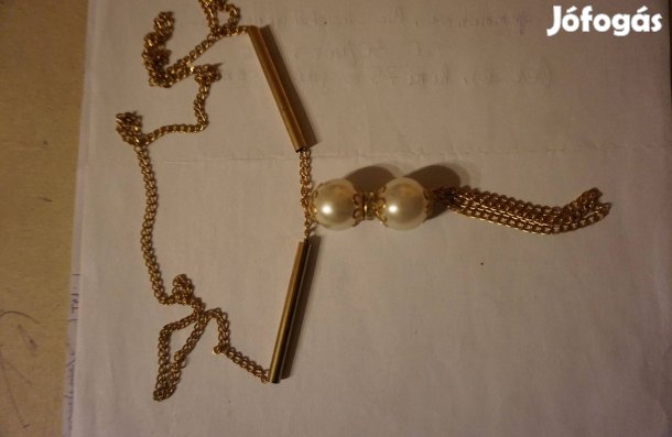 Fém nyaklánc 2 nagy tenyésztett gyöngyös medállal eladó