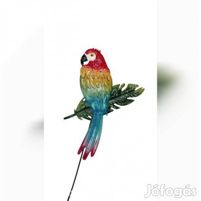 Fém papagáj leszúrható kerti dísz dekoratív kültéri díszítés