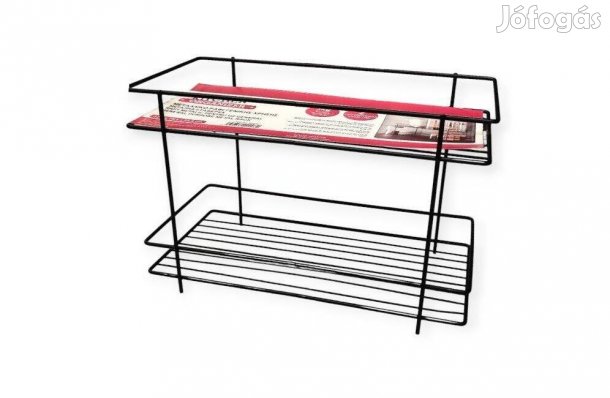 Fém polc 2 szinttel fekete 32,5x15,5x21,5 cm
