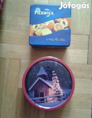 Fém sütis doboz, tárolódoboz, kekszes doboz tartó