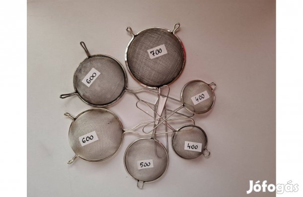 Fém szűrő fogantyúval és kampóval 8-14 cm