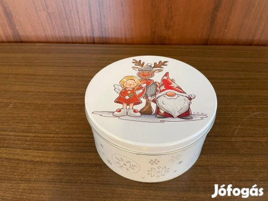 Fém tároló doboz, karácsonyi mintával
