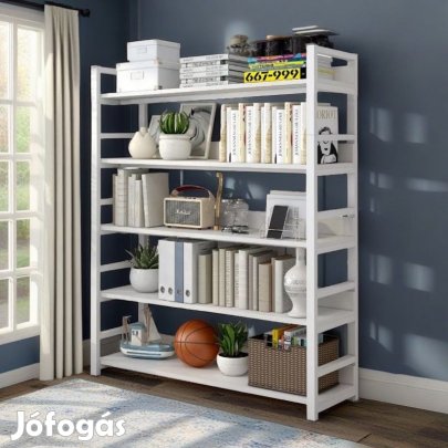 Fém vázas polcos szekrény 5 polcos 100x30x182cm fehér PG03-6