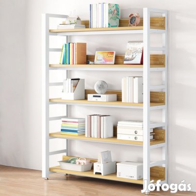 Fém vázas polcos szekrény 5 polcos 80x30x182cm tölgy PG02-5