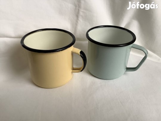 Fém zománcos bögre, csésze 2 db