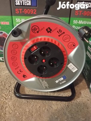 Fémházas 50 méteres 3x2,5 kábeldobos hosszabbító új
