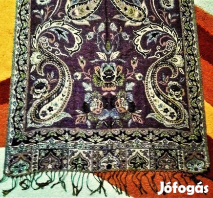 Fémszálas lila-arany, elegáns, nagy méretű stóla, sál