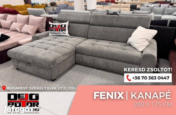 Fenix egyenes kanapé ülőgarnitúra 280x175 cm bútor grey ágyazható