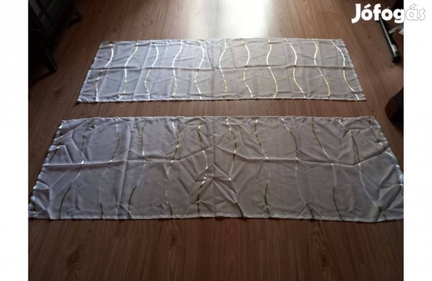 Fényáteresztő vitrázs függöny ezüst/zöld csík hullámmal - Új