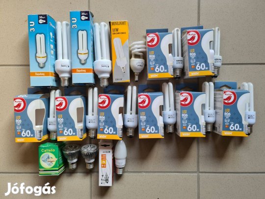 Fénycső és led izzó e27 és e14 foglalatba 14 db