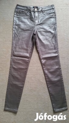 Fényes bronz magas derekú sztreccses alkalmi, ünneplő nadrág