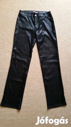 Fényes fekete magas derekú divatos nadrág