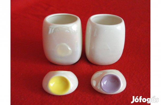 Fényes mázú porcelán fűszertartó dekoráció 9 cm párban_
