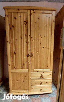 Fenyő 2 Ajtós 3 fiókos Gardróbszekrény 106