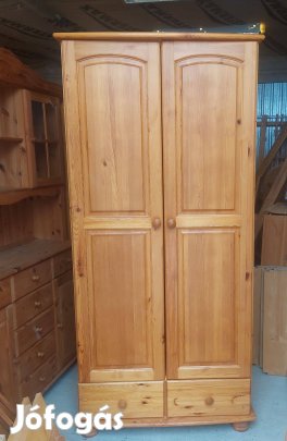 Fenyő 2 ajtós 2 fiókos gardróbszekrény 60