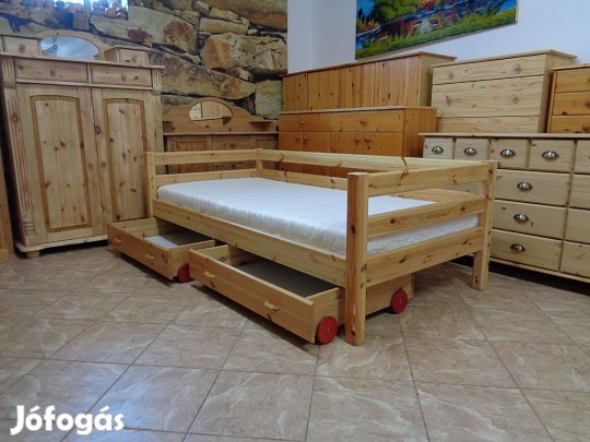 Fenyő ágy flexa ágyneműtartóval 90x190