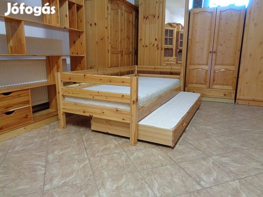 Fenyő ágy vendégággyal 90x190
