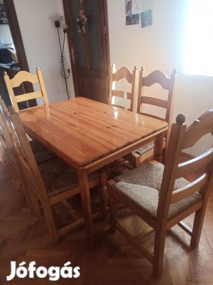 Fenyő étkező asztal székekkel