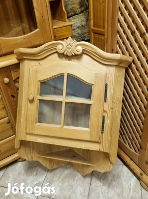 Fenyő fali sarok vitrin 64x95x40