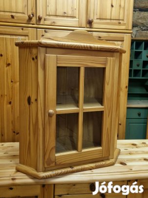 Fenyő fali sarok vitrin 72x85x50