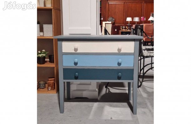 Fenyő komód 3 színes fiókkal