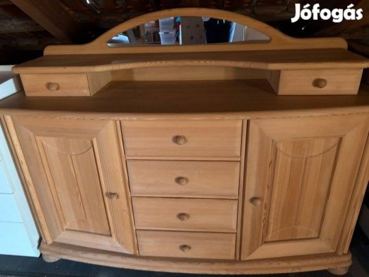 Fenyő tükrös szekrény , komód