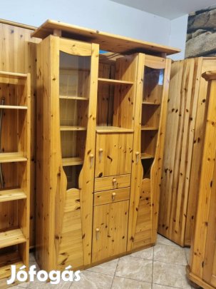 Fenyő vitrines szekrény 130x205x44