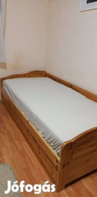 Fenyőfa ágy IKEA Hövag matraccal 90 x 200