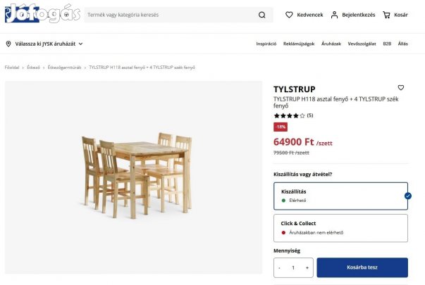 Fenyőfa ebédlőasztal 4 székkel