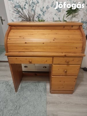 Fenyőfa szekreter asztal, redőnyös fa íróasztal