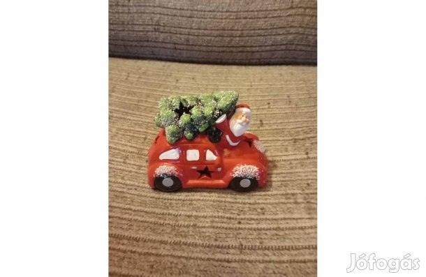 Fenyőfás világítós kisautó 14 x 10 cm - Új