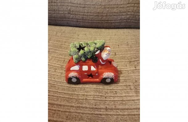 Fenyőfás világítós kisautó 14 x 10 cm - Új
