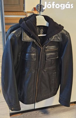 Férfi M-es fekete 100% bőrdzseki eladó