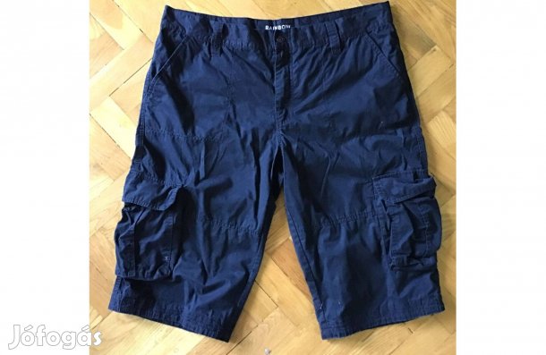 Férfi, fekete, vászon, zsebes bermuda 56-os méret