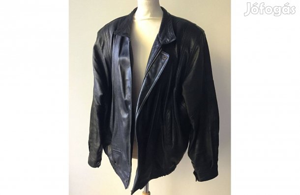 Férfi, fekete bőrkabát, bőrdzseki. 54-es, XL -es (szép állapotú)