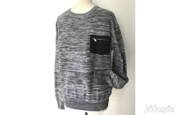 Férfi/ fiú, szürke pamut pulóver, M-es