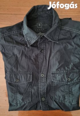 Férfi, fiú fekete rövid ujjú ing, L