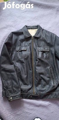 Férfi bőrkabát L.- XL es méretben koptatott fekete színben