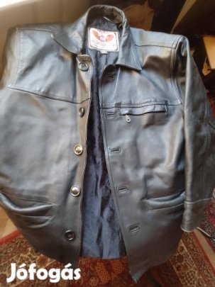 Férfi fekete bőrkabát valódi bőrből