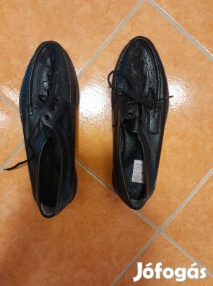 Férfi mokaszin 42 42-es műbőr fekete félcipő -hibátlan-