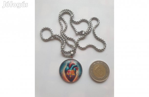 Férfi nyaklánc 60cm+Medál Barcelona Fans Új