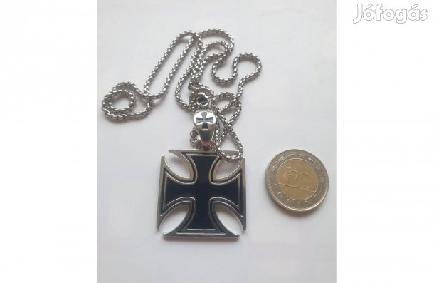 Férfi nyaklánc 60cm+Medál máltai lovag kereszt Új H-ben 2200