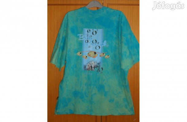 Férfi póló XXL- es. Díszes, divatos " Blue Beath". Rövid ujjú