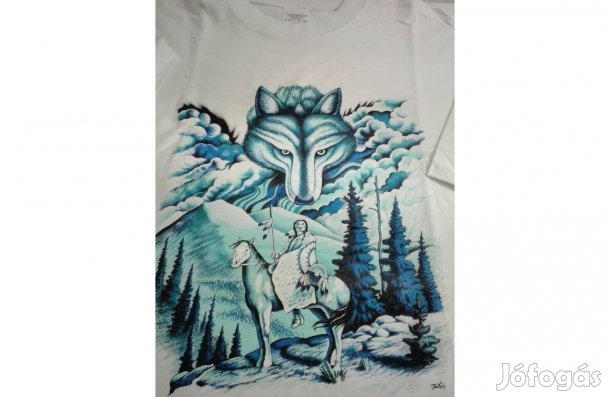 Férfi póló XXL-es fehér (Indián mintás) eladó!